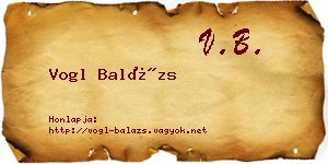 Vogl Balázs névjegykártya